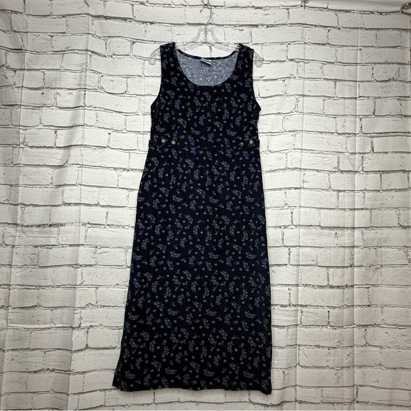 Bobbie Brooks Dresses & Skirts - Bobbie Brooks Corduroy Jumper Dress Sz L Blue Floral Country Prairie Cottagecore